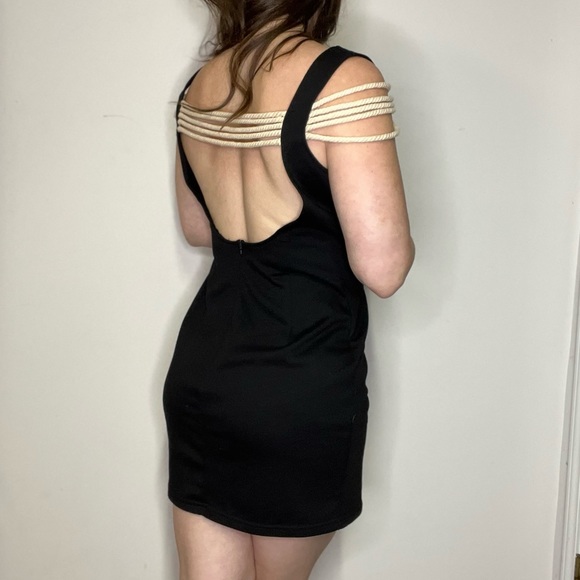 Rehab Boutique Rope Detail Backless Bodycon Dress New With Tags Size Large Black - Picture 5 of 13